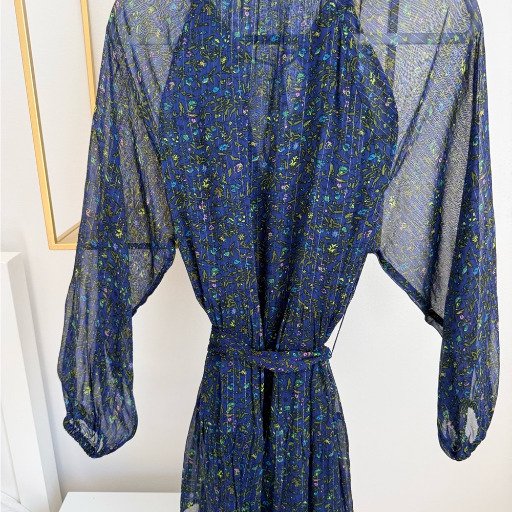 Karina Grimaldi Blue and Green Patterned Dress